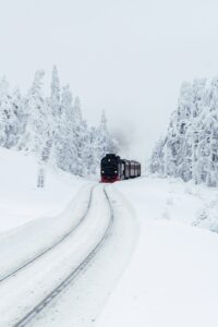 winter, train, travel